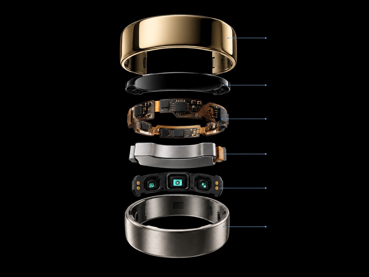 SenTech AI sensing ring between its two charging cases